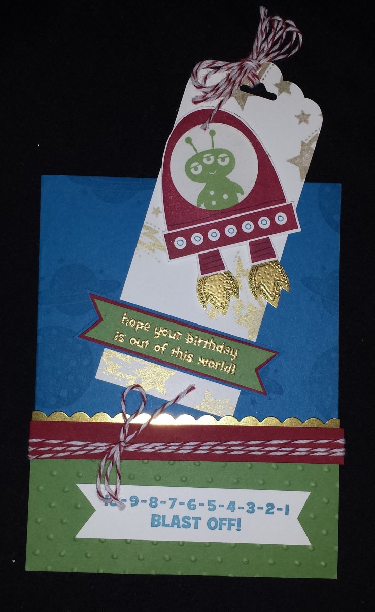 Blast off Birthday Card Bookmark